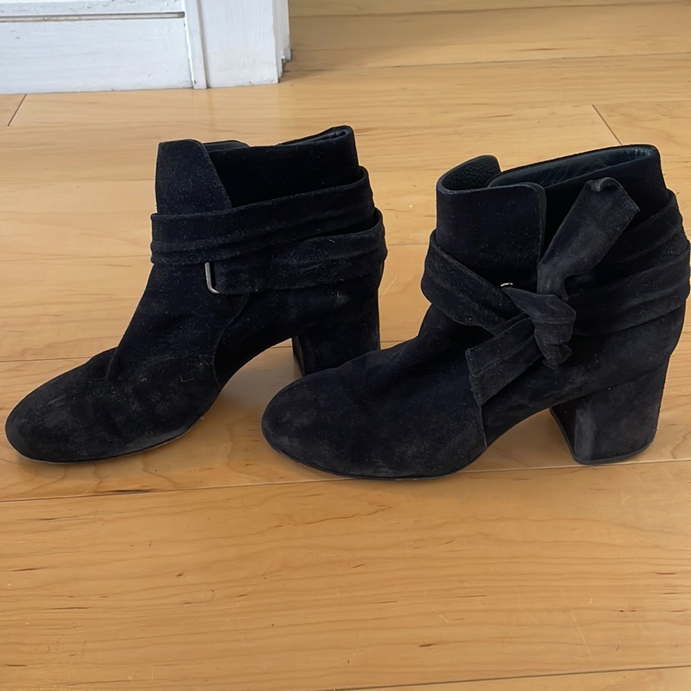 Rag & Bone suede booties with bow tie side